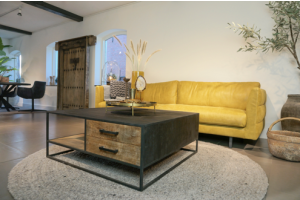 STEEL Coffee Table met 2 lades 100 x 100 x 40 cm
100 x 100 x 40 cm