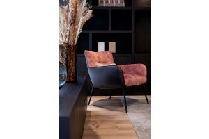 Tulp fauteuil leer/stofcombinatie