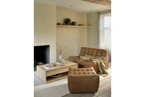 ETHNICRAFT N701 SOFA - FOOSTOOL - OLD SADDLE 70x70x43 20081