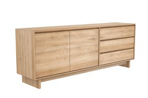 ETHNICRAFT OAK WAVE SIDEBOARD 2 DOORS & 3 DRAWERS 205x46x77 51451