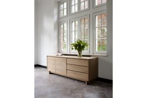 ETHNICRAFT OAK WAVE SIDEBOARD 2 DOORS & 3 DRAWERS 205x46x77 51451