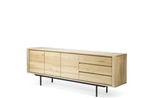 ETHNICRAFT OAK SHADOW SIDEBOARD 3 DOORS-3 DRAWERS 224x45x80 WITH BLACK METAL LEGS 51386