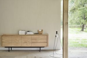 ETHNICRAFT OAK SHADOW SIDEBOARD 3 DOORS-3 DRAWERS 224x45x80 WITH BLACK METAL LEGS 51386