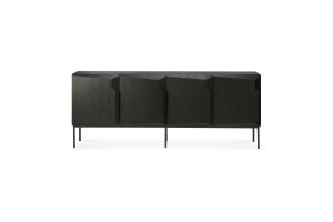 ETHNICRAFT BLACK OAK STAIRS SIDEBOARD-4 DOORS 200x46x80 WITH BLACK METAL LEGS 50438
