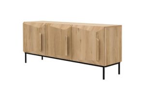 ETHNICRAFT OAK STAIRS SIDEBOARD-3 DOORS 150x46x80 WITH BLACK METAL LEGS 50763