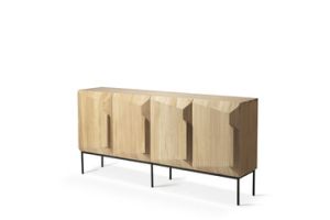 ETHNICRAFT OAK STAIRS SIDEBOARD-4 DOORS 200x46x80 WITH BLACK METAL LEGS 50764