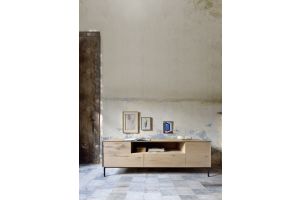 ETHNICRAFT WHITEBIRD TV CUPBOARD 2 DOORS-2 DRAWERS 180x45x61 WITH BLACK METAL LEGS 51466