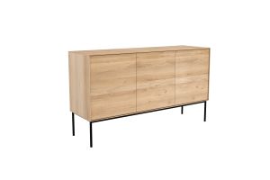 ETHNICRAFT OAK WHITEBIRD SIDEBOARD-3 DOORS  150x45x85 WITH BLACK METAL LEGS 51464 