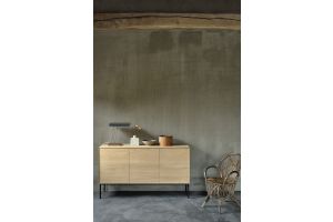 ETHNICRAFT OAK WHITEBIRD SIDEBOARD-3 DOORS  150x45x85 WITH BLACK METAL LEGS 51464 