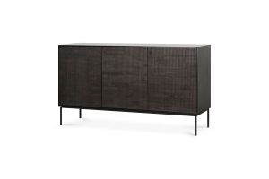 ETHNICRAFT DARK TEAK GROOVES SIDEBOARD-3 DOORS 152x45x87 WITH BLACK METAL LEGS 12252