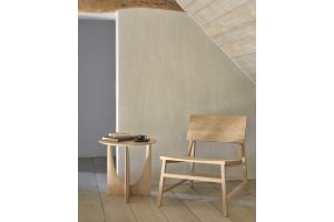 ETHNICRAFT OAK GEOMETRIC SIDE TABLE 51x51x50