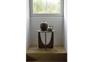 ETHNICRAFT TEAK BROWN GEOMETRIC SIDE TABLE 51x51