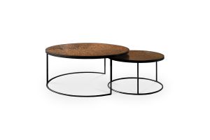 ETHNICRAFT NESTING COFFEE TABLE SET OF 2 - BRONZE  61 x 61 x 36 / 92 x 92 x 41 20700