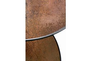 ETHNICRAFT NESTING COFFEE TABLE SET OF 2 - BRONZE  61 x 61 x 36 / 92 x 92 x 41 20700