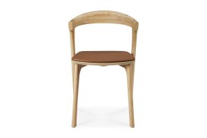 ETHNICRAFT OAK BOK DINING CHAIR - COGNAC LEATHER 51488