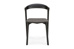 ETHNICRAFT BLACK OAK BOK DINING CHAIR - GREY FABRIC 51493
