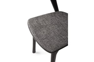 ETHNICRAFT BLACK OAK BOK DINING CHAIR - GREY FABRIC 51493