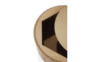 ROLLER MAX COFFEE TABLE - OAK - ROUND - REMOVABLE COVER 60 X 60 X 37 50045