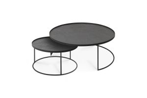 ETHNICRAFT TRAY ROUND COFFEE TABLE SET 
62 x 62 x 31 / 93 x 93 x 38 