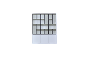 EGK098 Glaskast eiken rustiek PUUR/DUNE 3drs eiken/ 3drs metaal versprongen (230x183x40 cm) 