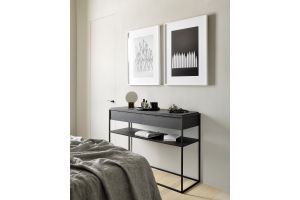 ETHNICRAFT BLACK OAK MONOLIT CONSOLE - 2 DRAWERS