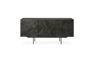 ETHNICRAFT GRAPHIC SIDEBOARD-3 DOORS 168x45x80 WITH VENEER FRONT PANEL AND BLACK METAL LEGS  10062