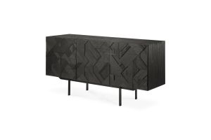 ETHNICRAFT GRAPHIC SIDEBOARD-3 DOORS 168x45x80 WITH VENEER FRONT PANEL AND BLACK METAL LEGS  10062