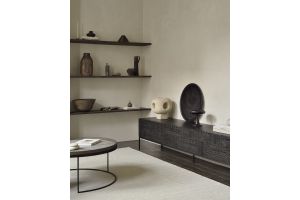 ETHNICRAFT TABWA TV CUPBOARD 1 DOOR-2 DRAWERS 240x45x51 WITH A VENEER FRAME AND METAL LEGS 12195