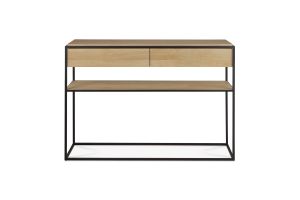 ETHNICRAFT OAK MONOLIT CONSOLE 2 DRAWERS 122x40x85