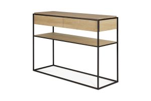 ETHNICRAFT OAK MONOLIT CONSOLE 2 DRAWERS 122x40x85