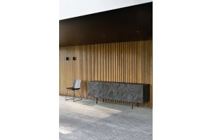 ETHNICRAFT GRAPHIC SIDEBOARD-4 DOORS 224x45x80 WITH VENEER FRONT PANEL AND BLACK METAL LEGS 10061