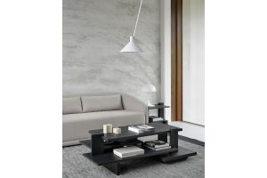 ETHNICRAFT TEAK ABSTRACT BLACK COFFEE TABLE 140