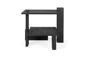 ETHNICRAFT TEAK ABSTRACT BLACK SIDE TABLE 56x52x49