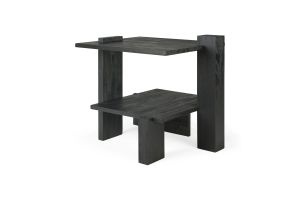 ETHNICRAFT TEAK ABSTRACT BLACK SIDE TABLE 56x52x49