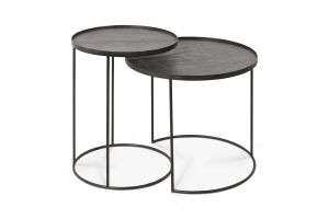ETHNICRAFT ROUND TRAY SIDE TABLE - SET - S/L