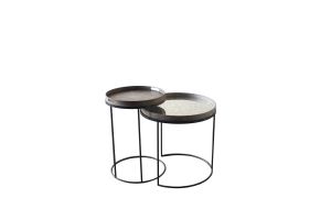 ETHNICRAFT ROUND TRAY SIDE TABLE - SET - S/L