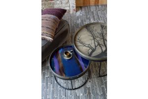 ETHNICRAFT ORGANIC TRAY - GLASS - INDIGO - 48x48x4