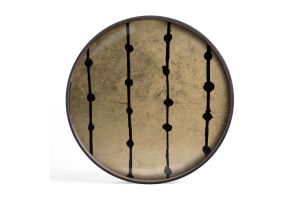 ETHNICRAFT GOLD LEAF DOTS TRAY - GLASS - 48x48x4