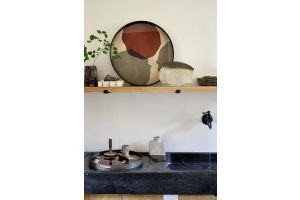 ETHNICRAFT LAYERED DOTS TRAY- GLASS- PINOT-48x48x4