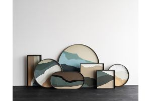 ETHNICRAFT WABI SABI TRAY- GLASS- SLATE- L 61x61x4