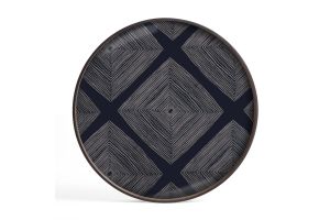 ETHNICRAFT LINEAR SQUARES TRAY GLASS INK L 61x61x4