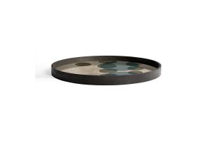 ETHNICRAFT LAYERED DOTS TRAY-GLASS-SLATE-L 61x61x4