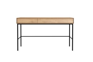 ETHNICRAFT WHITEBIRD BUREAU EIKEN 127X41X77 | 2 PUSH TO OPEN LADES | ZWART METALEN ONDERSTEL 