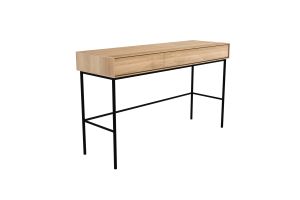 ETHNICRAFT WHITEBIRD BUREAU EIKEN 127X41X77 | 2 PUSH TO OPEN LADES | ZWART METALEN ONDERSTEL 