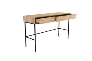 ETHNICRAFT WHITEBIRD BUREAU EIKEN 127X41X77 | 2 PUSH TO OPEN LADES | ZWART METALEN ONDERSTEL 