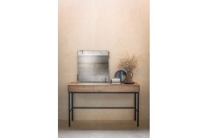 ETHNICRAFT WHITEBIRD BUREAU EIKEN 127X41X77 | 2 PUSH TO OPEN LADES | ZWART METALEN ONDERSTEL 