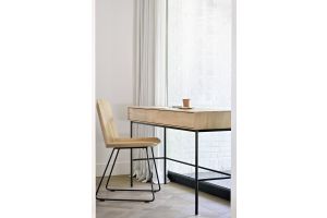 ETHNICRAFT WHITEBIRD BUREAU EIKEN 127X41X77 | 2 PUSH TO OPEN LADES | ZWART METALEN ONDERSTEL 