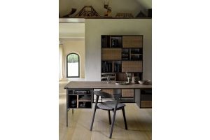 ETHNICRAFT OSCAR BUREAU MET 2 LADES TEAK 200X90X76 | ZWART METALEN ONDERSTEL