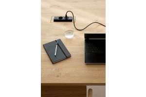 ETHNICRAFT BOK COWORK BUREAU EIKEN 240X140X76 | MET 3 STROOMPUNTEN EN 1 USB 