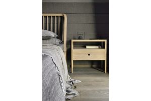 ETHNICRAFT SPINDLE NACHTKASTJE | EIKEN | 1 LADE | 55X35X52